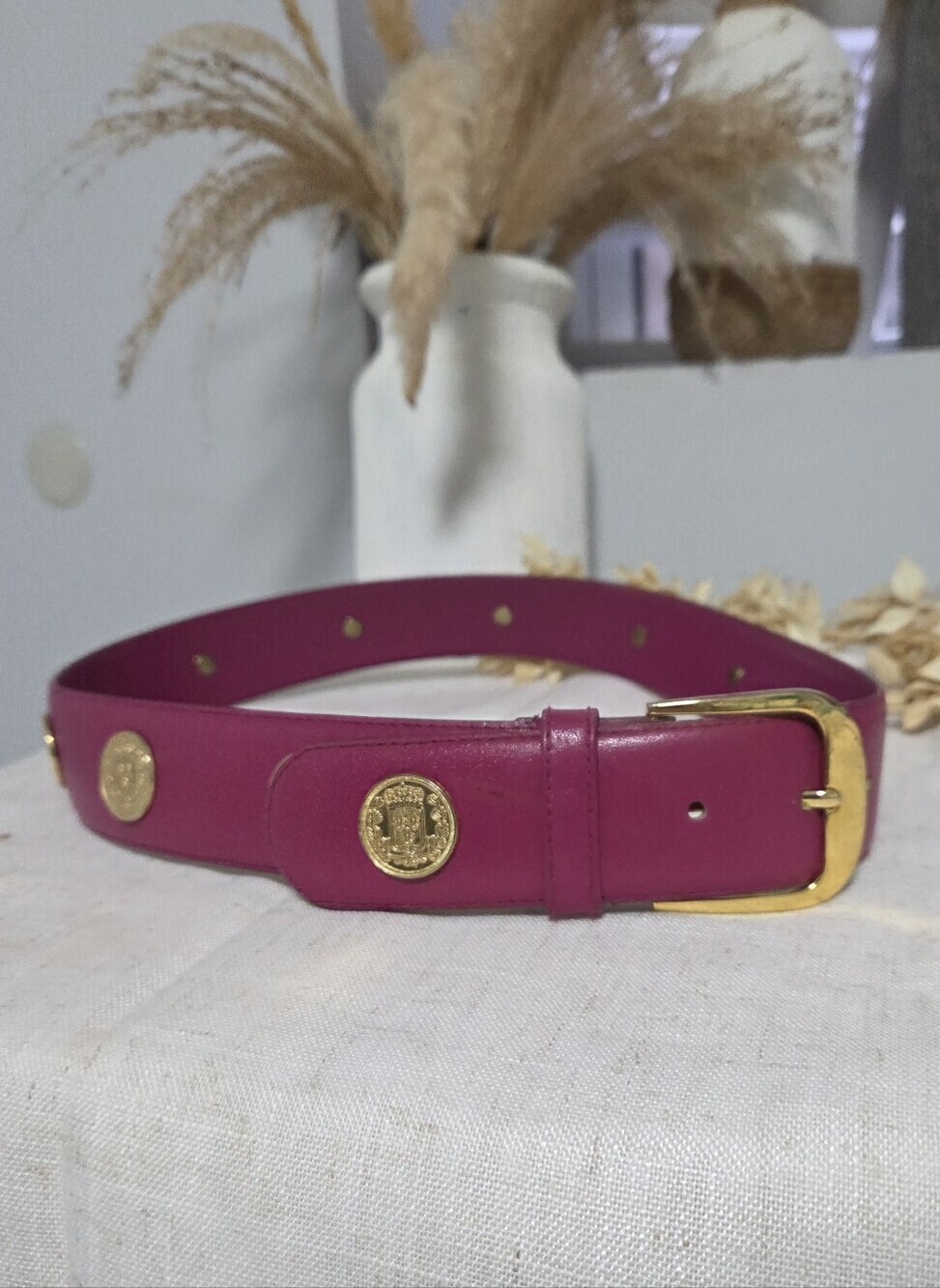 Arrivanto Vintage Magenta Lather Coin Belt